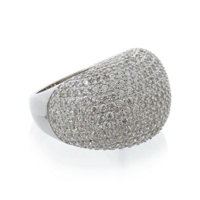 Designer sterling silver dome crystal M/L ring